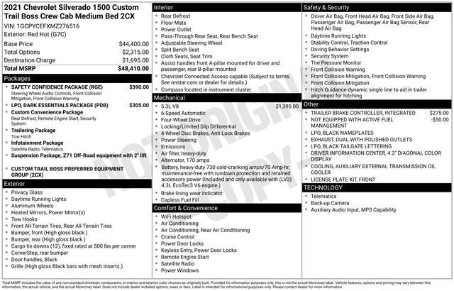 2021 Chevrolet Silverado 1500 Custom Trail Boss