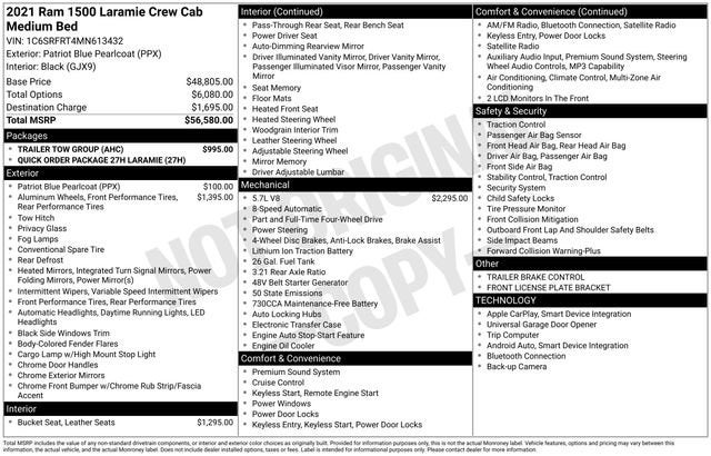 2021 RAM 1500 Laramie Crew Cab 4x4 6'4' Box