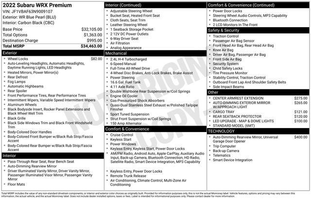 2022 Subaru WRX Premium