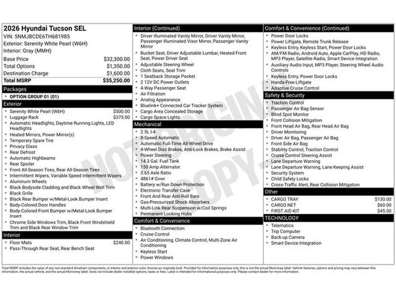 2026 Hyundai TUCSON SEL