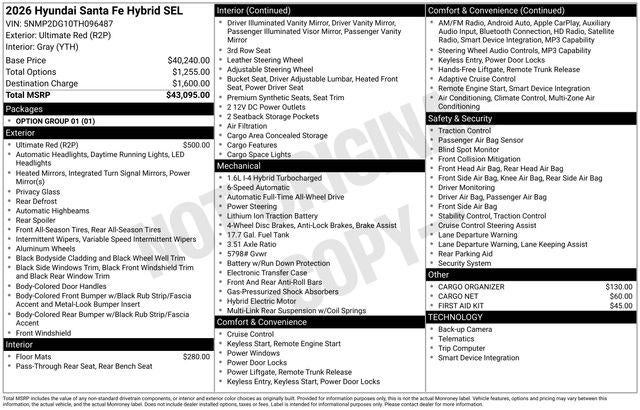2026 Hyundai SANTA FE HYBRID SEL