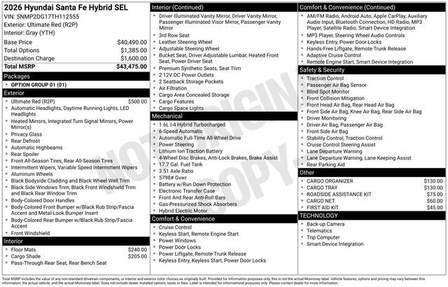 2026 Hyundai SANTA FE HYBRID SEL