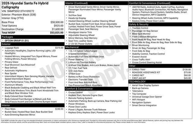 2026 Hyundai SANTA FE HYBRID Calligraphy