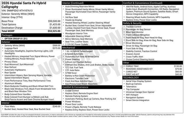 2026 Hyundai SANTA FE HYBRID Calligraphy
