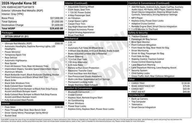 2026 Hyundai KONA SE AWD