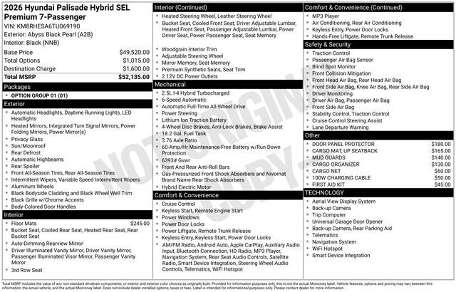 2026 Hyundai PALISADE HYBRID SEL Premium 7P