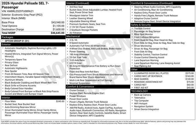 2026 Hyundai PALISADE SEL AWD