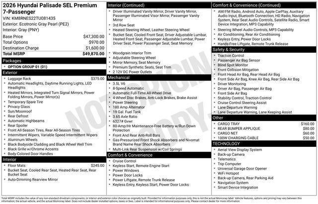 2026 Hyundai PALISADE SEL Premium AWD