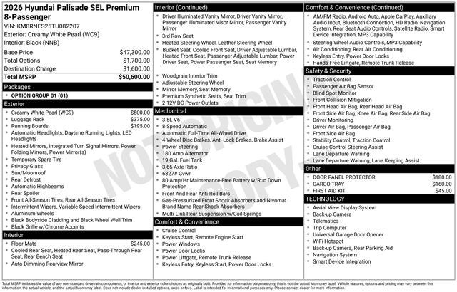 2026 Hyundai PALISADE SEL Premium 8 Passenger