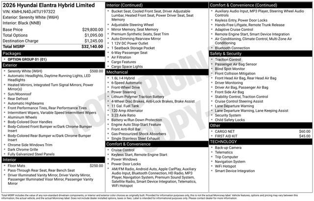 2026 Hyundai ELANTRA HYBRID Limited