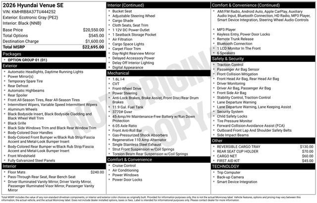 2026 Hyundai VENUE SE