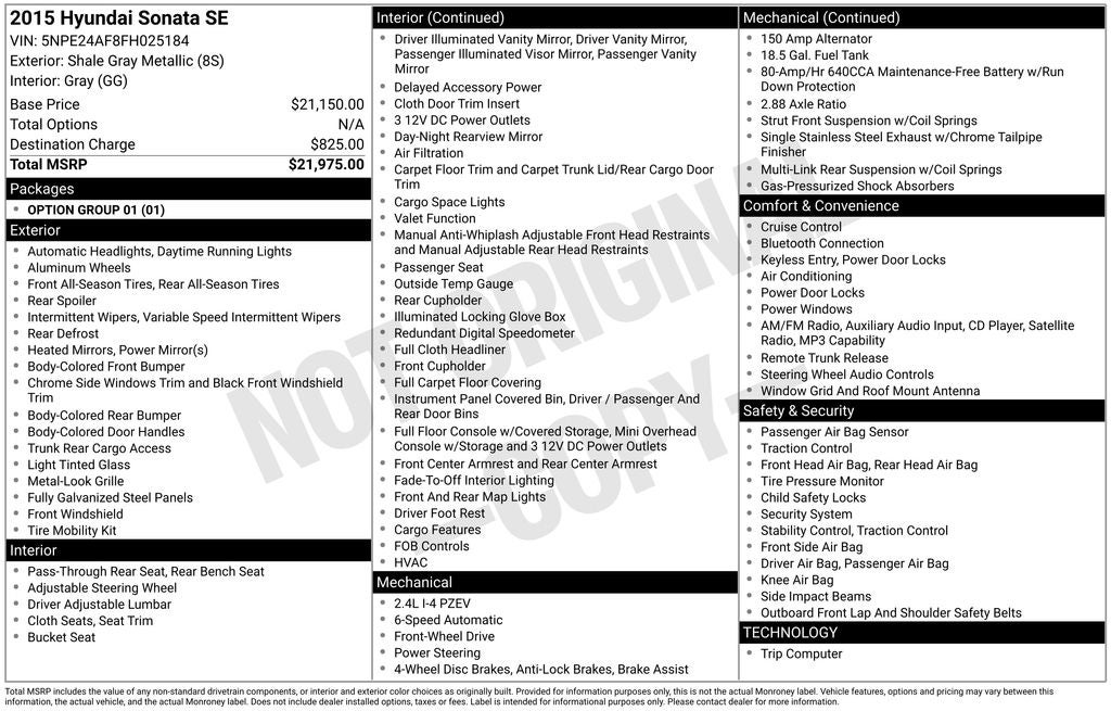 2015 Hyundai SONATA SE