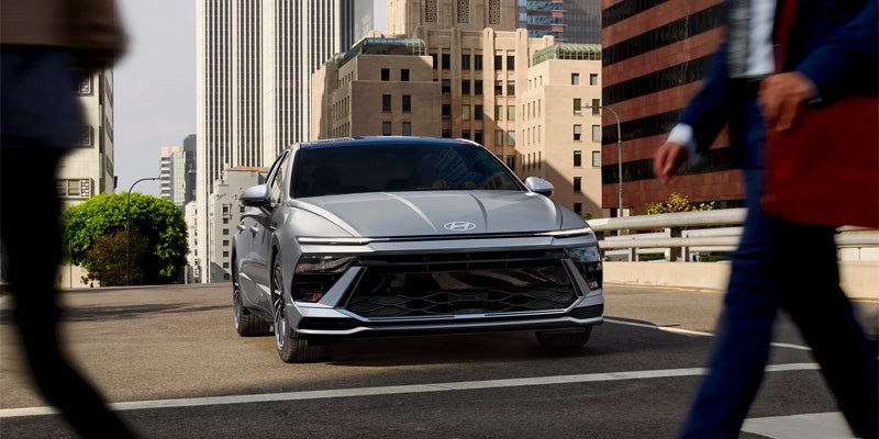 hyundai car in a busy city environment