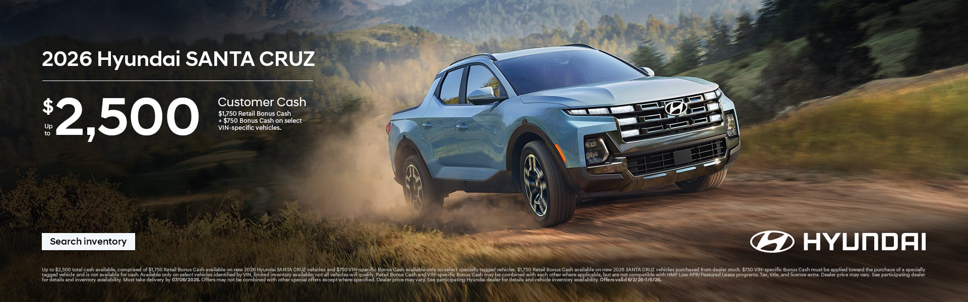 2026 Hyundai Santa Cruz Customer Cash Offer