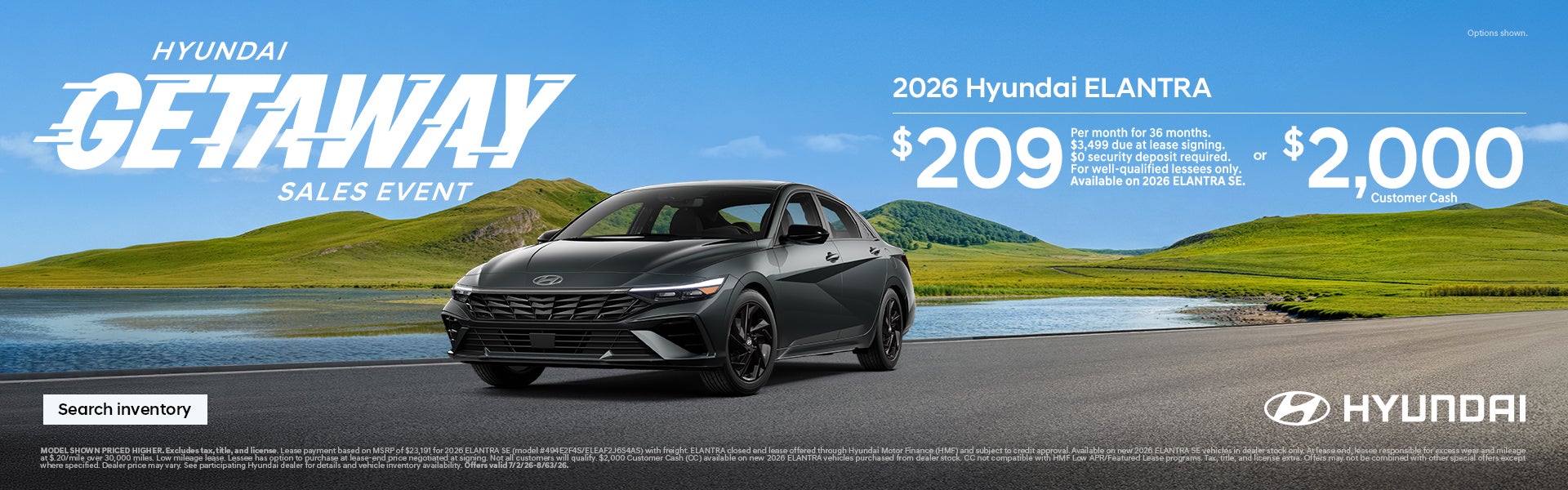 2026 Hyundai Elantra Lease or Customer Cash Offer
