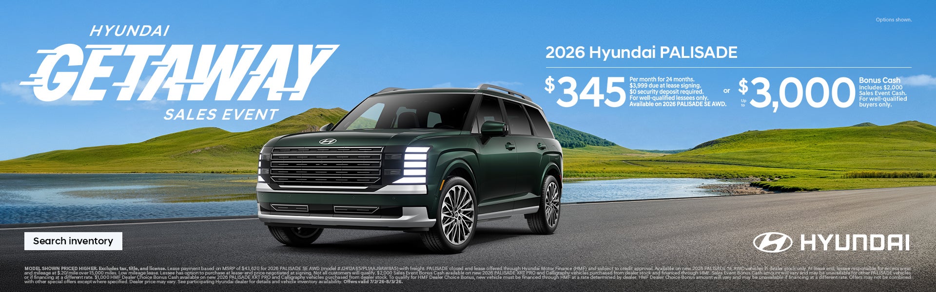 2026 Hyundai Palisade Lease or Bonus Cash Offer
