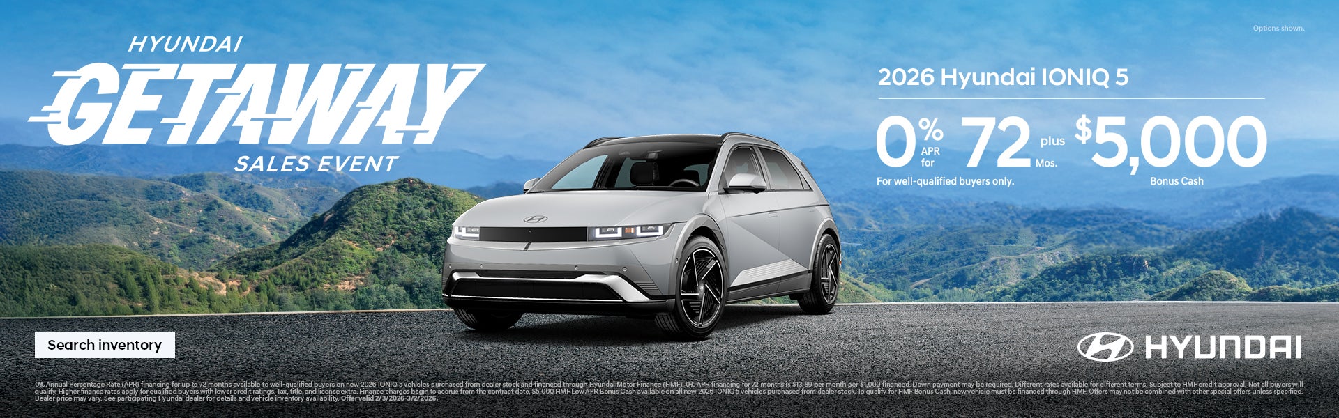 2026 Hyundai IONIQ 5 Mountain APR and Bonus Cash Offer