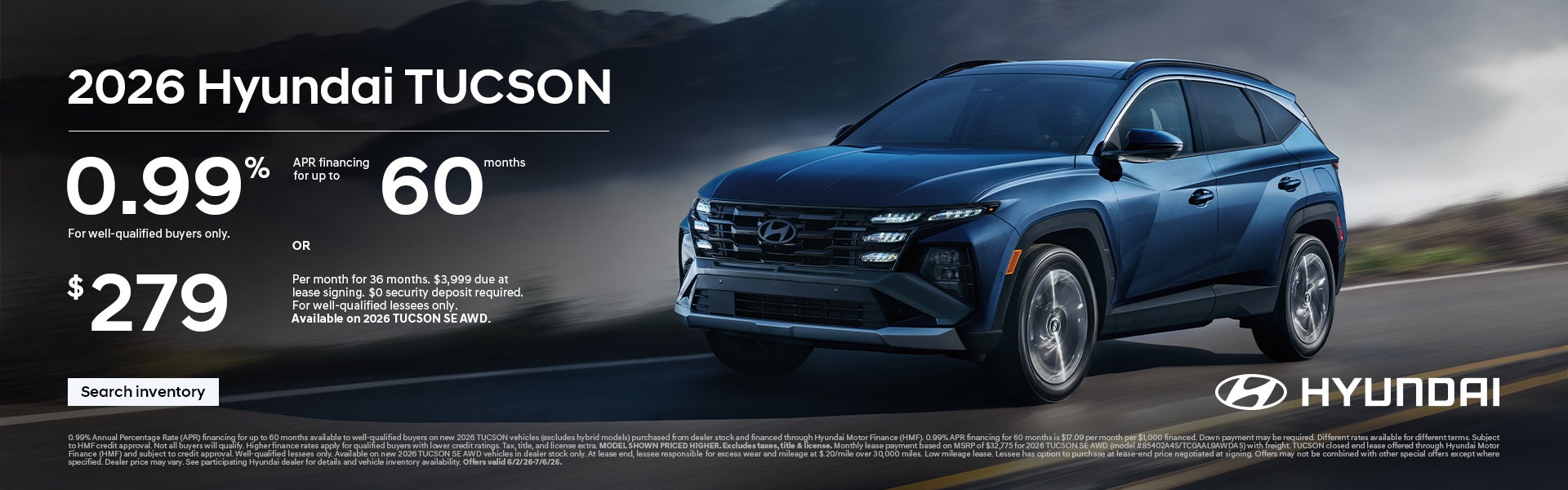 2026 Hyundai Tucson APR or Lease Offer