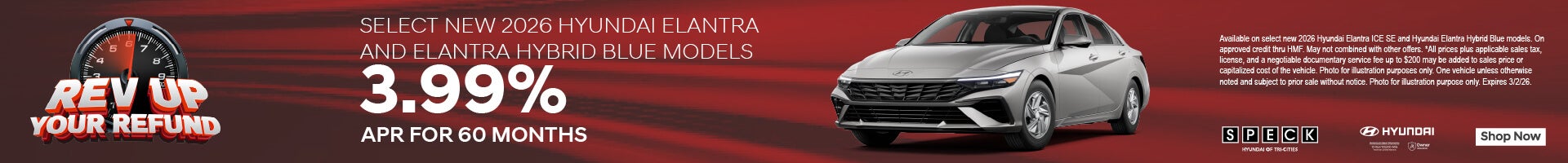 3.99% apr for 60 months on new hyundai elantra models