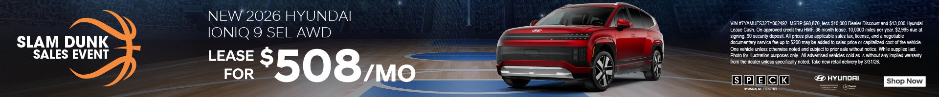 hyundai ioniq 9 508 per month lease