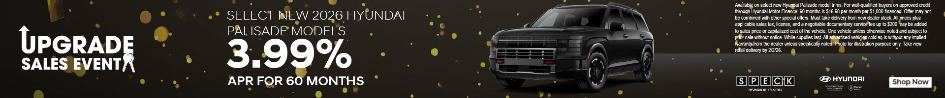 hyundai palisade 3.99% apr 