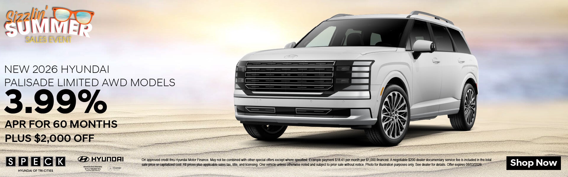 3.99 apr for 60 months hyundai palisade