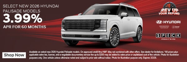 3.99% apr for 60 months on new 2026 palisade models