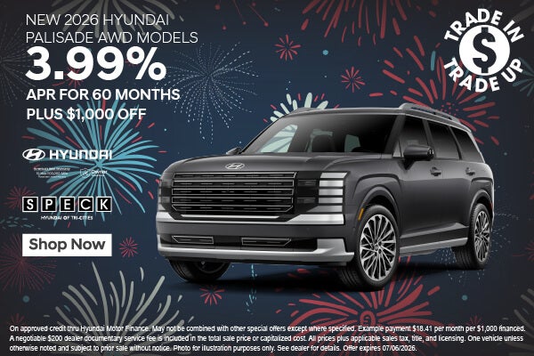 3.99 apr for 60 plus 1k off new hyundai palisade