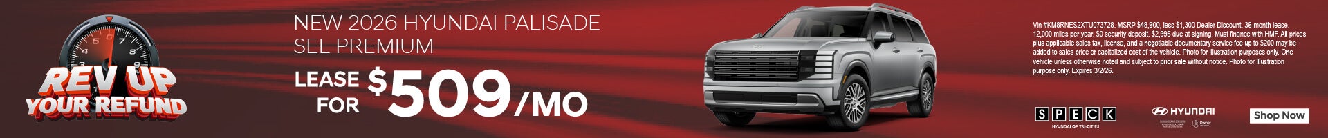 $509 per month lease on a new hyundai palisade