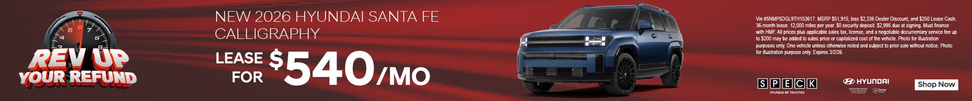 $540 per month lease on a hyundai santa fe