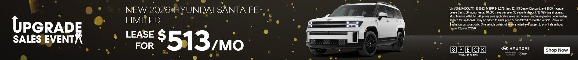 lease a new santa fe for 513 per month