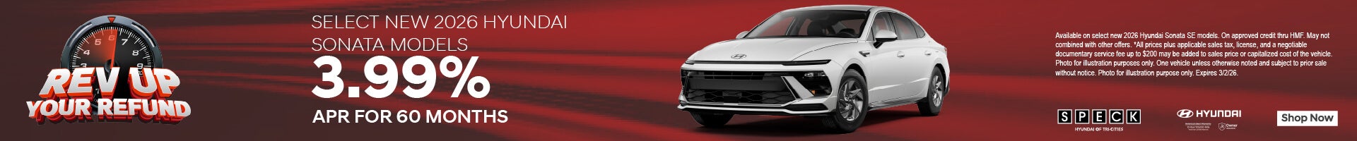 3.99% apr for 60 months on new hyundai sonata models
