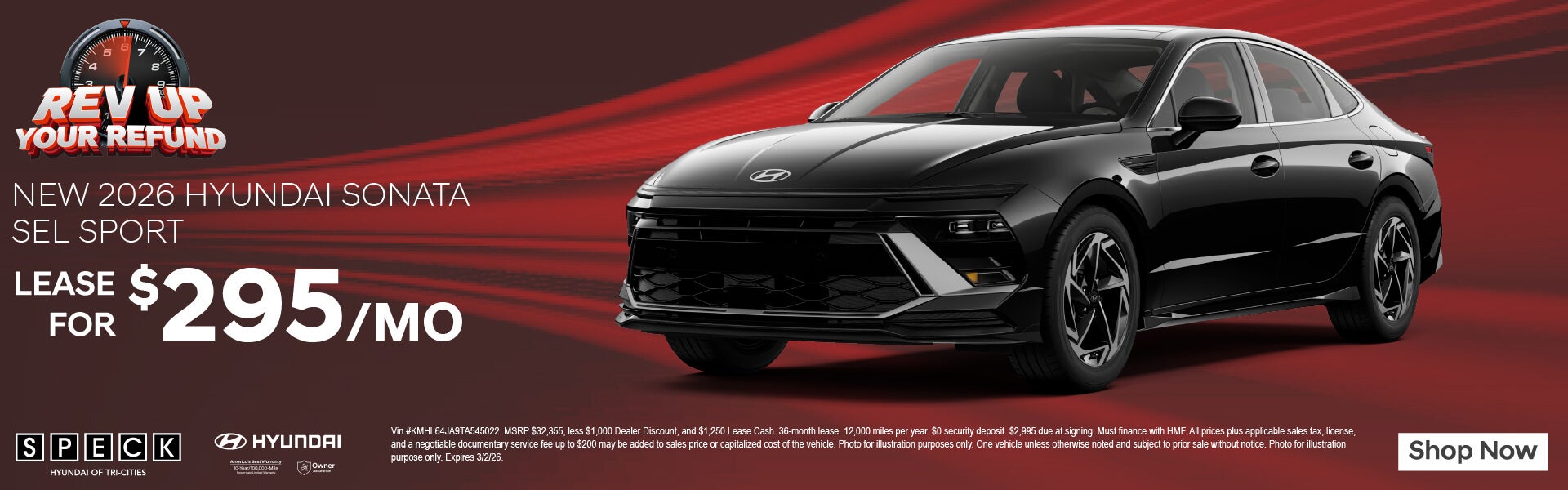 $295/mo lease on a new hyundai sonata