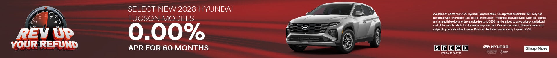 0 apr for 60 months on new 2026 hyundai tucson models