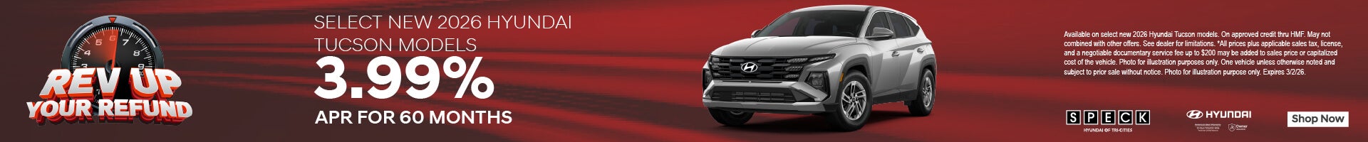 3.99% apr for 60 months on hyundai tucson