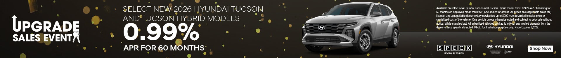0.99 apr on new hyundai tucson models
