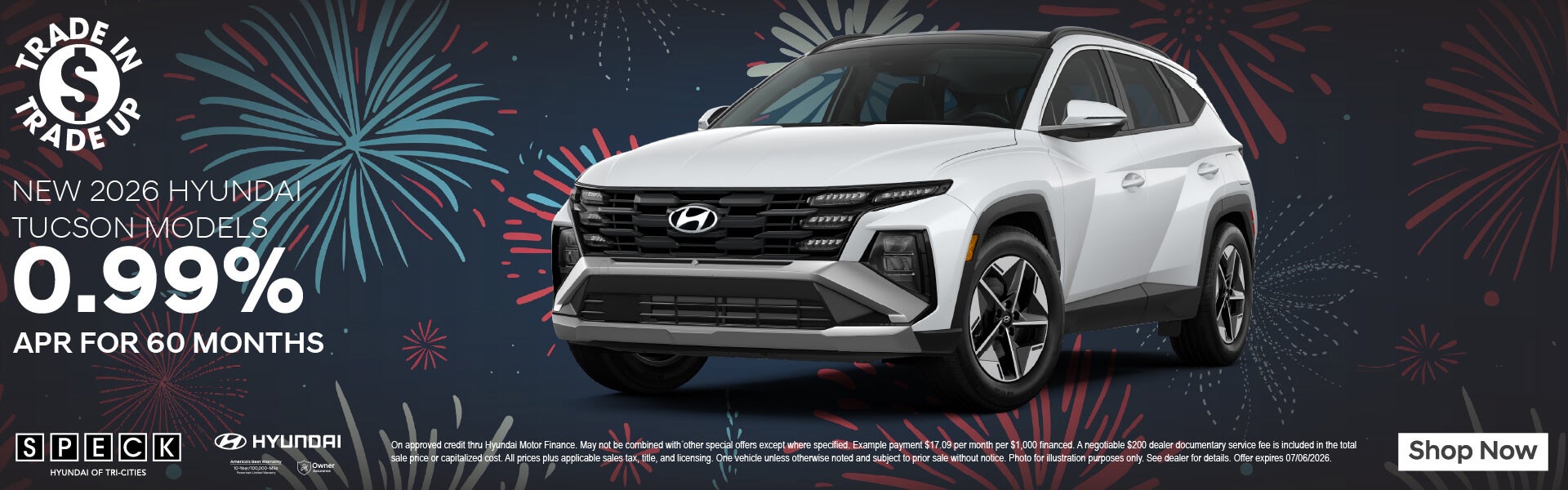 0.99 apr for 60 months hyundai tucson