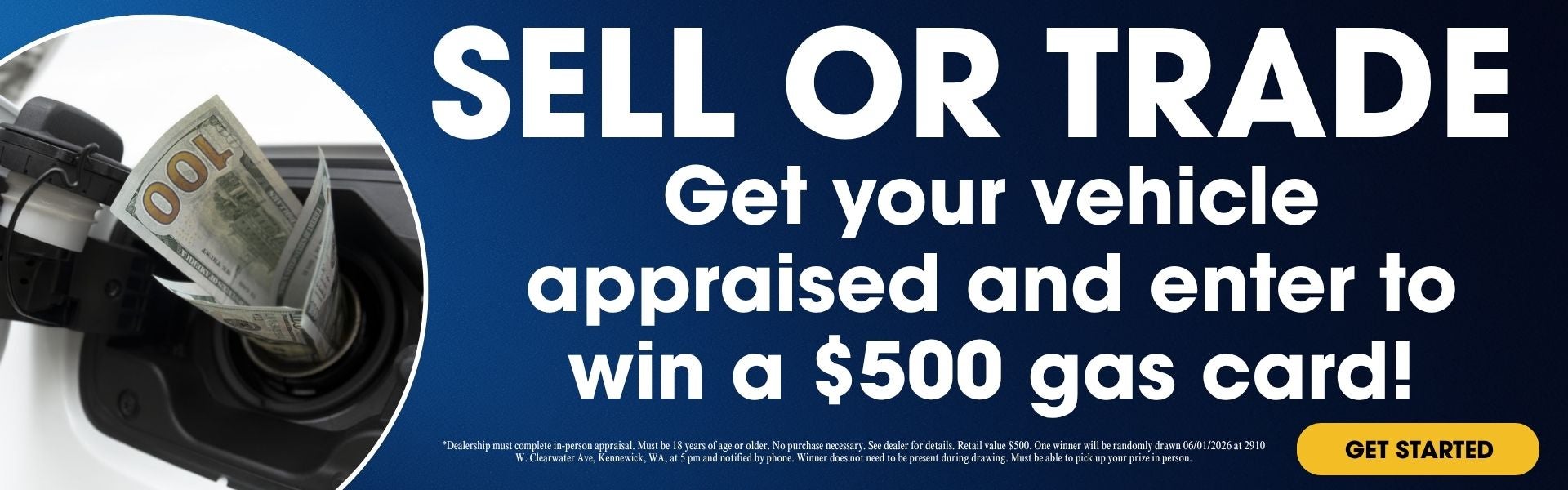 enter to win gas card with vehicle appraisal