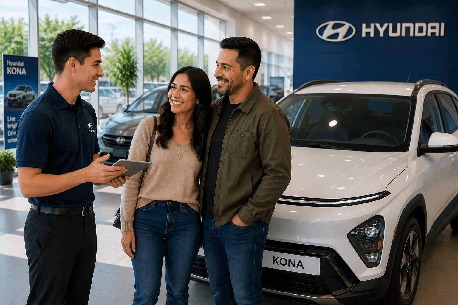 Couple buying a new Hyundai