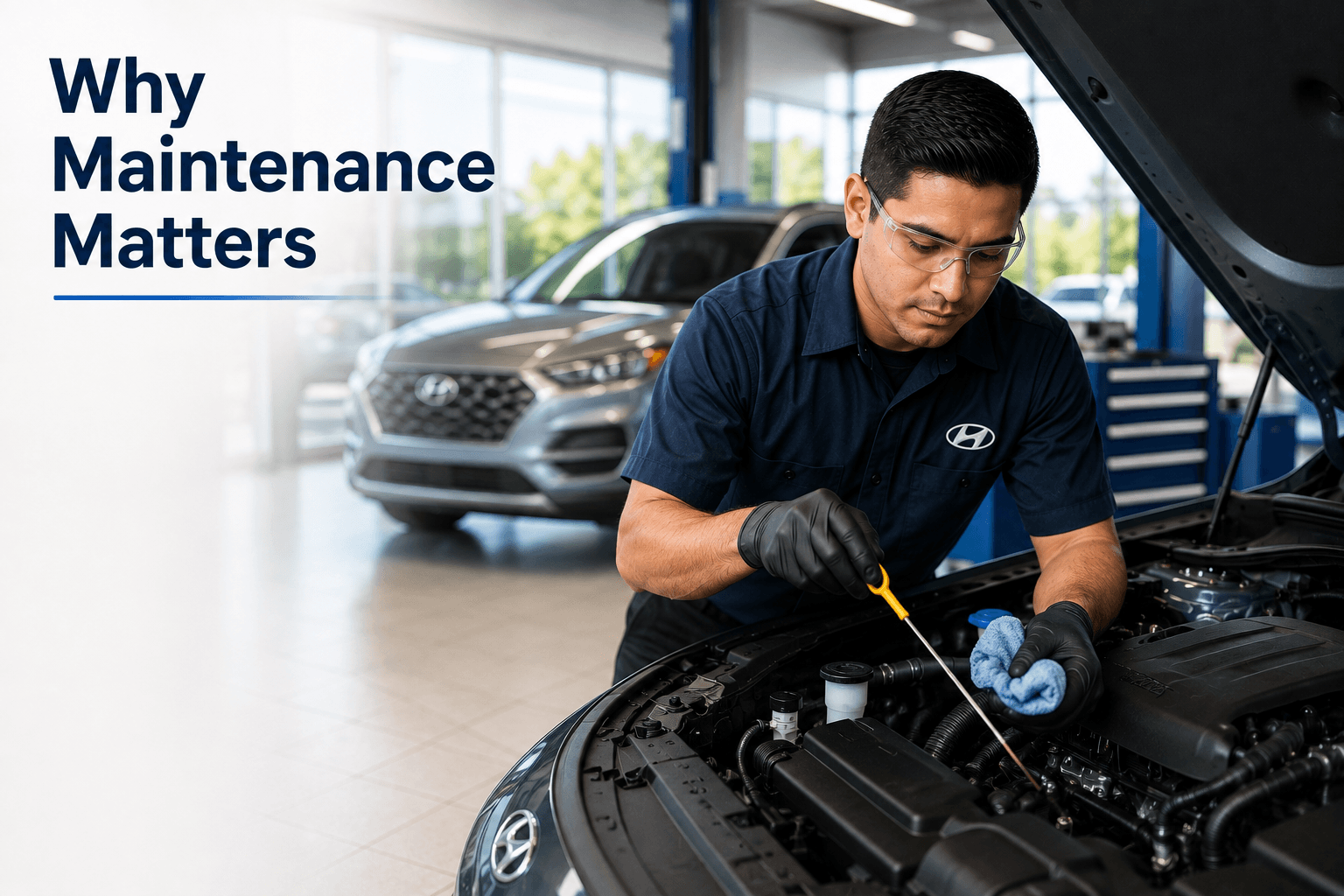 Hyundai technician performing routine maintenance